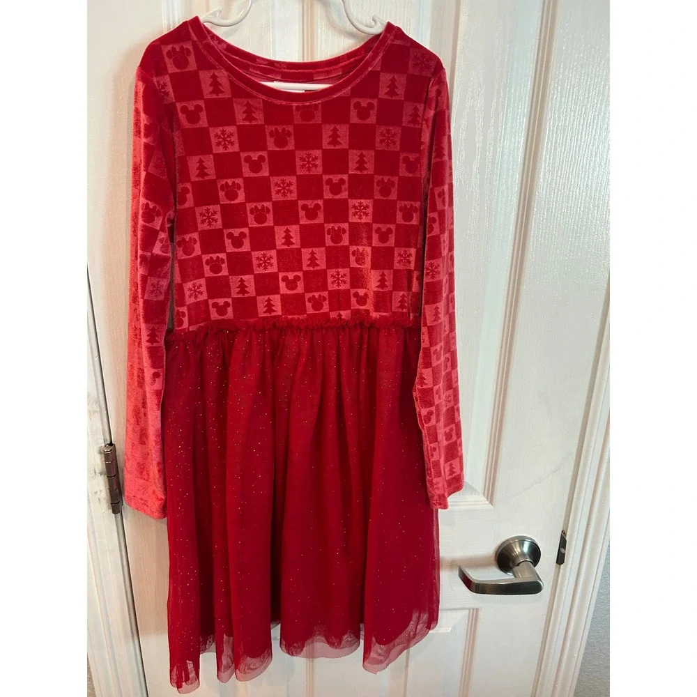 Disney Jumping Beans Dress Red Velvet Tulle Mickey Mouse Holiday Christmas 8